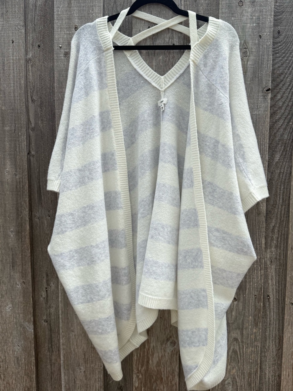 Aerie Soft Striped Open Cardigan Poncho L/XL Oversized Cozy
